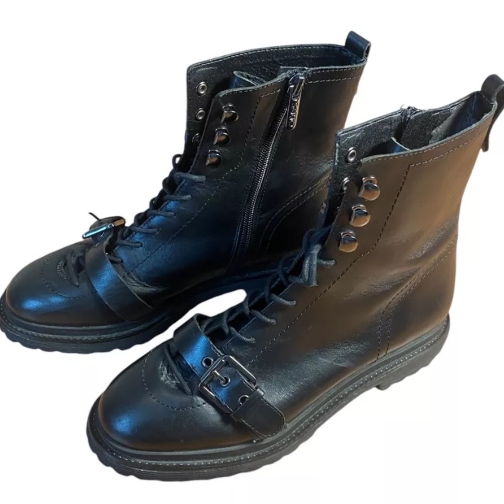 Franco Sarto Amelia Leather Combat Boots